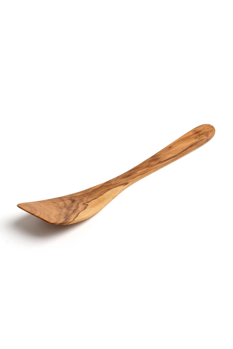 Handcrafted Olive Wood 12 Inch Curved Spatula, Alternate, color, Brown
