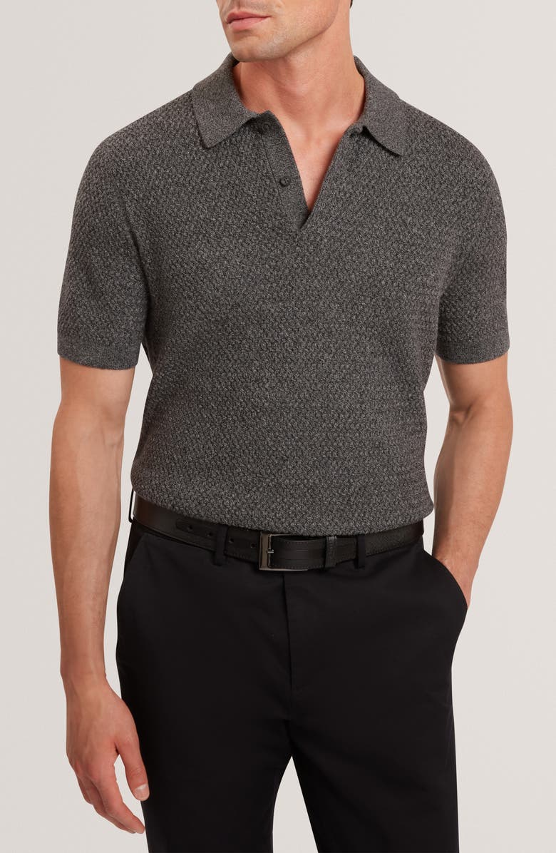Ted Baker Janko Textured Polo, Main, color, Mid-Grey