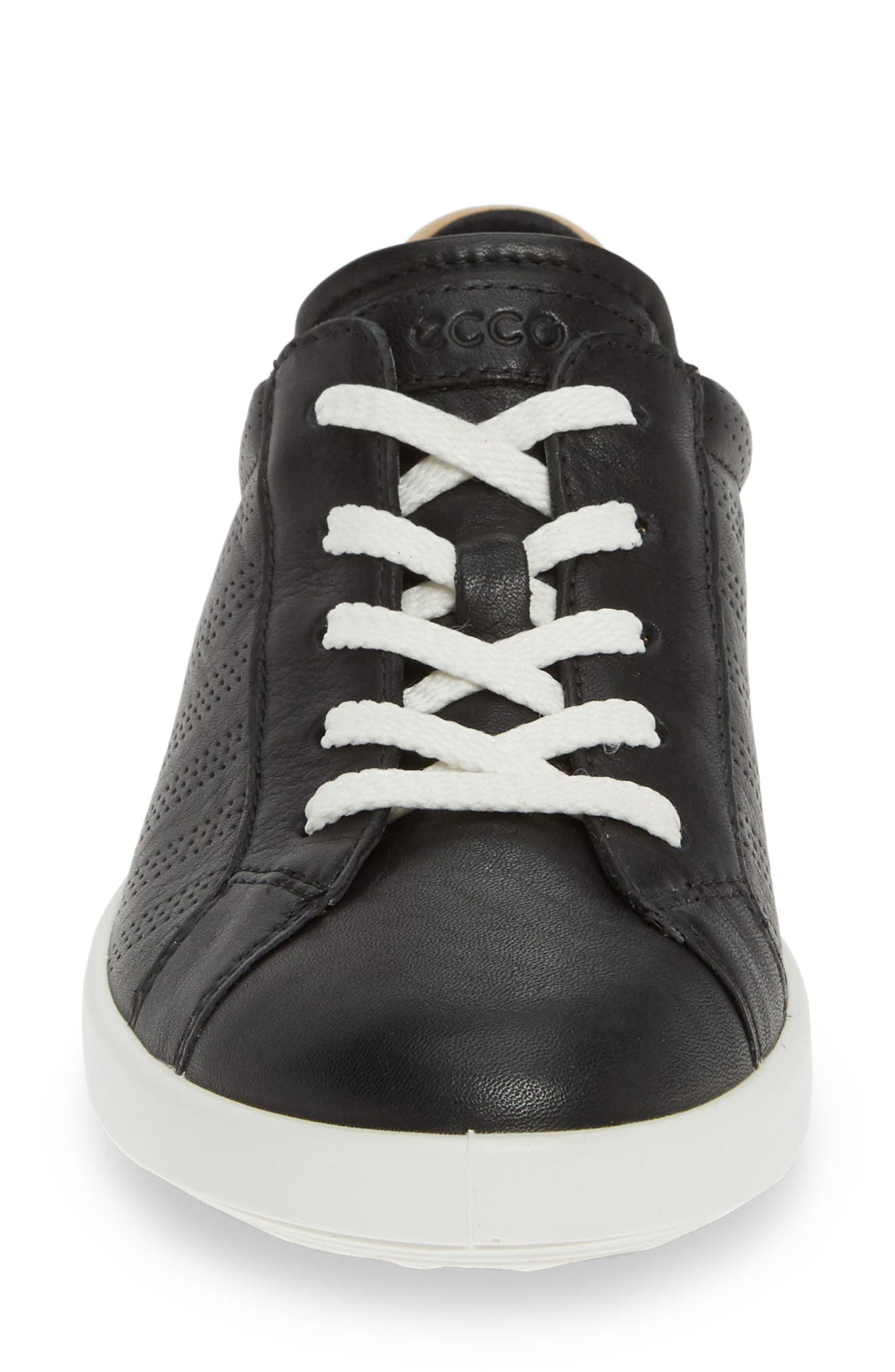 ECCO Leisure Tie Sneaker, Alternate, color, Black Leather