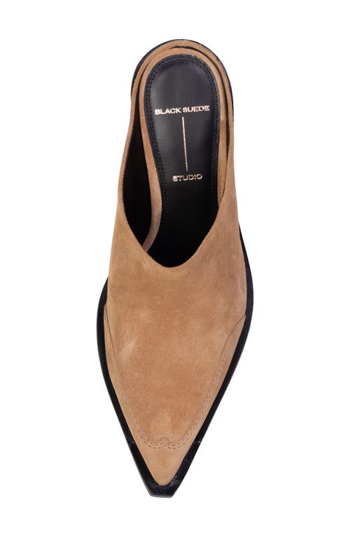Black Suede Studio Suede Block-heel Western Mules In Toasted Coconut
