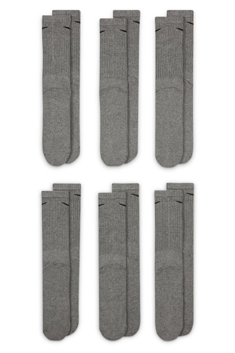 Everyday Crush Crew Socks - Pack of 6, Alternate, color, CARBON HEATHER/BLACK