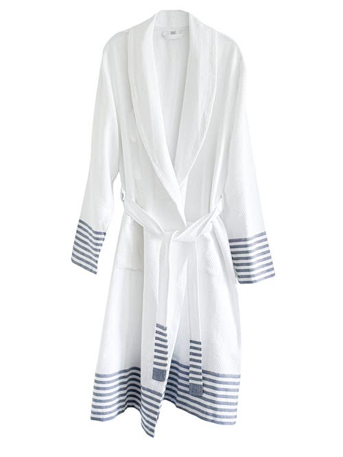 Anaya Cool Cotton Sailing Stripe Robe In White
