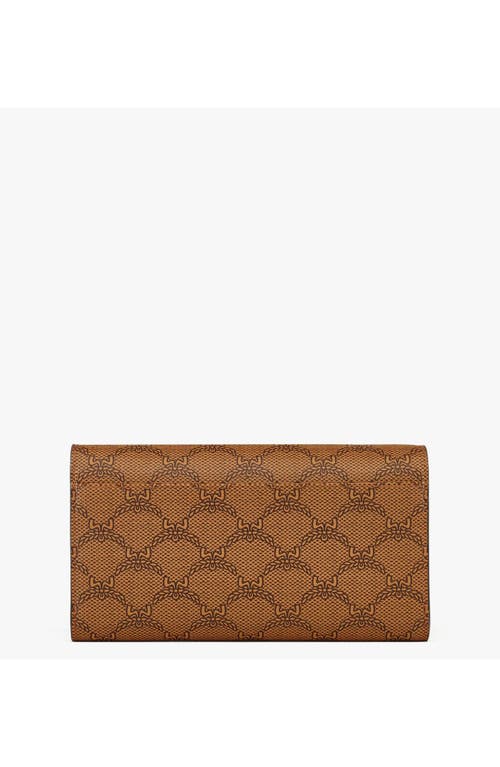 Mcm Himmel Lauretos Envelope Leather Wallet On Chain In Cognac