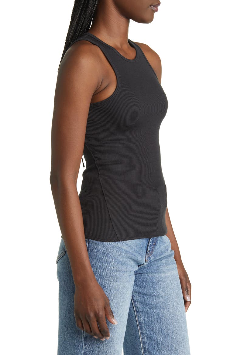 The Essential Rib Organic Pima Cotton Blend Tank, Alternate, color, BLACK