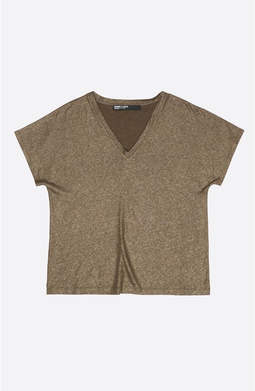 Bimba Y Lola Lurex V-neck T-shirt In Gold