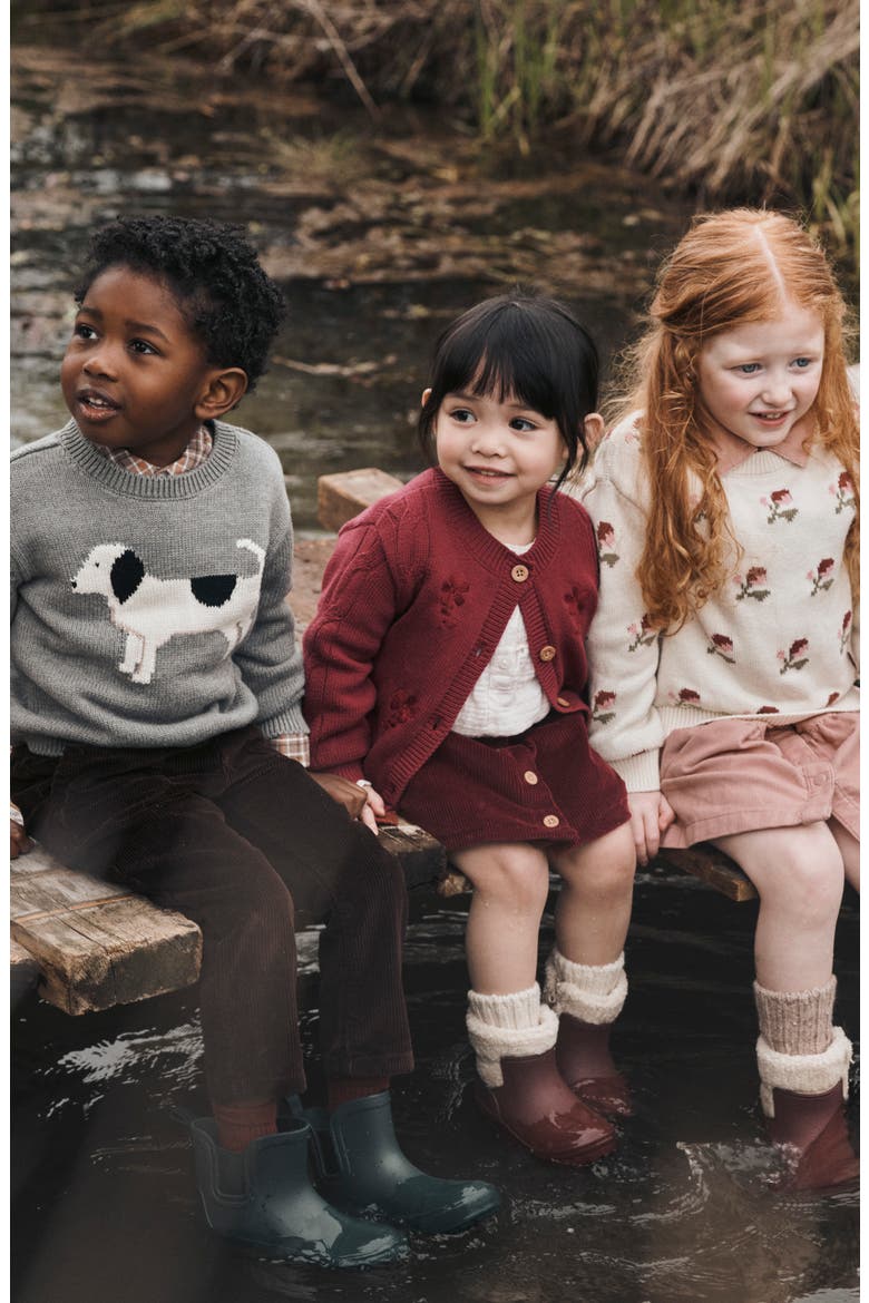Kids' Organic Cotton Cable Knit Cardigan, Alternate, color, TERRA STONE