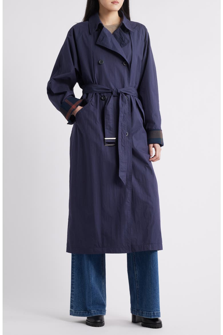 Longline Rain Trench Coat, Main, color, NAVY