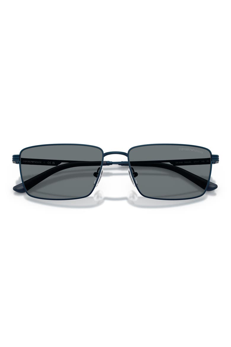 57mm Rectangular Sunglasses, Alternate, color, METALIZED BLUE / DARK BLUE