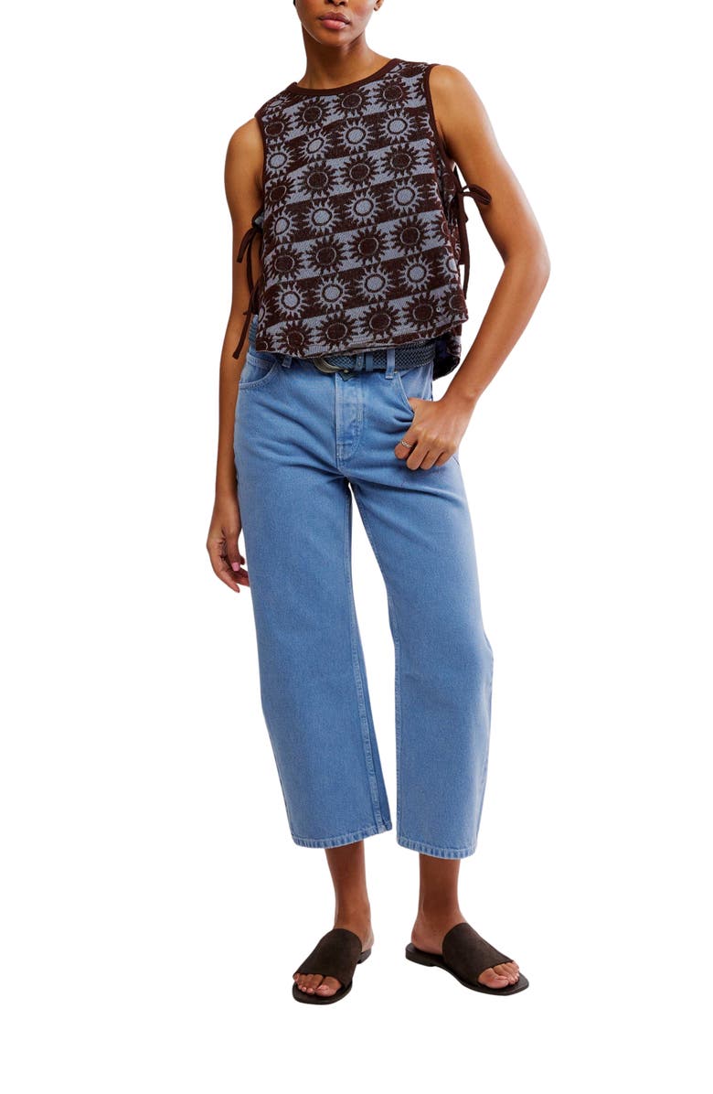 Free People Textured Cotton Terry Side Tie Top, Alternate, color, Blue Combo