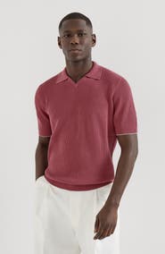 Brunello Cucinelli Cotton English rib knit polo