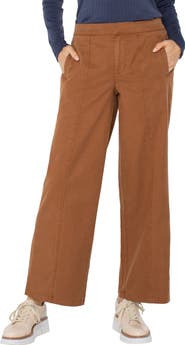 Liverpool Los Angeles Elastic Back High Waist Wide Leg Twill Pants