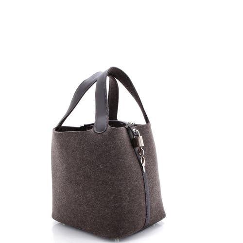 Pre-owned Hermes Hermes Picotin Lock Bag Felt With Leather Mm In Gray