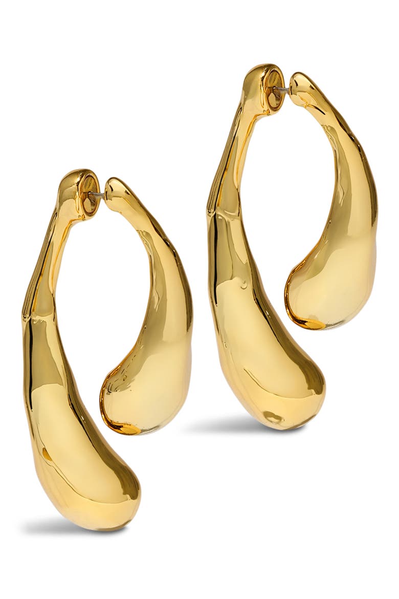 Molten Front/Back Earrings, Main, color, GOLD