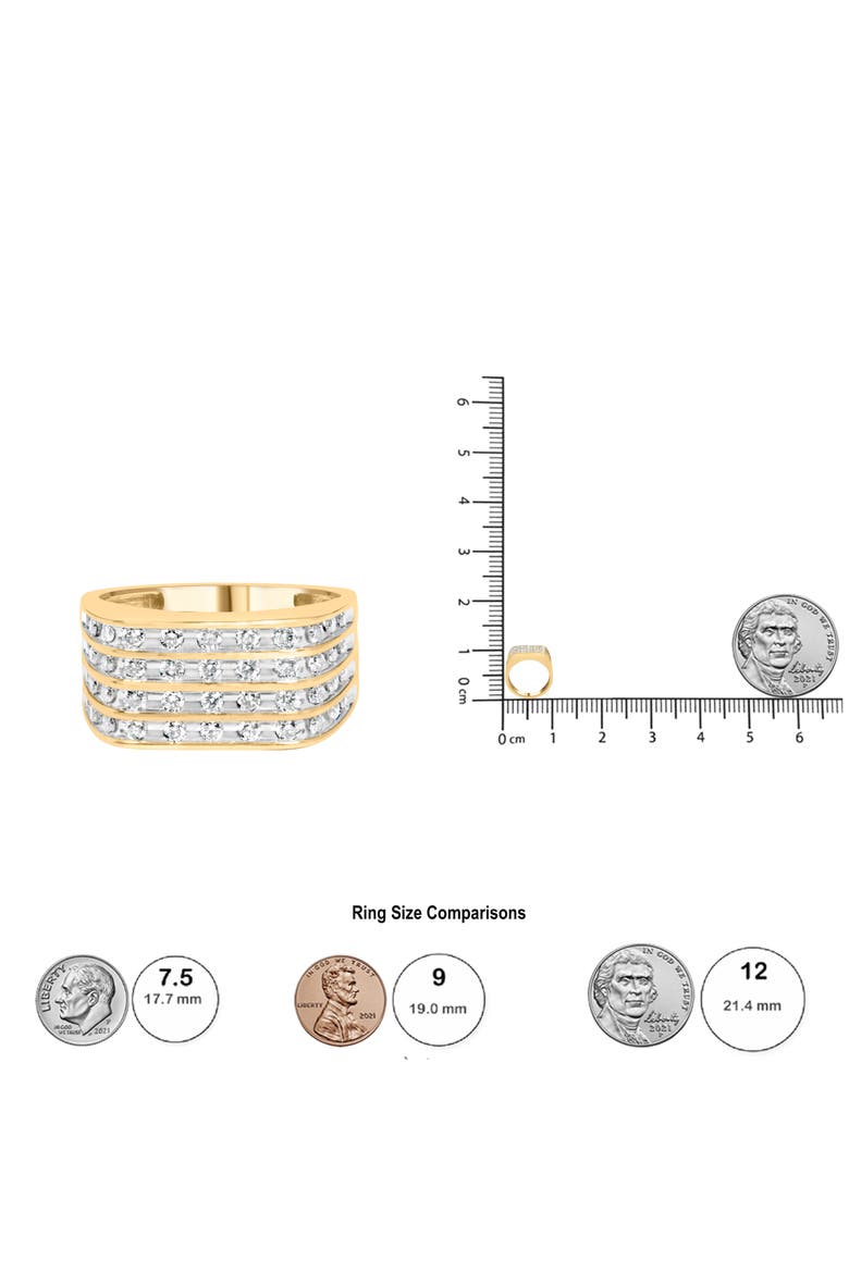 Men's 10K Yellow Gold 1.00 Cttw Diamond Multi Row Ring Band, Alternate, color, Yellow Gold