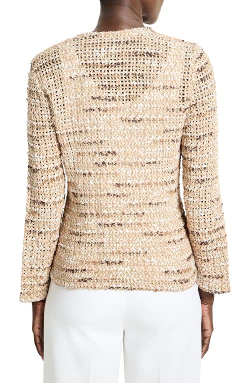 Nic + Zoe Nic+zoe Tonal Mix Open Stitch Cotton Blend Knit Jacket