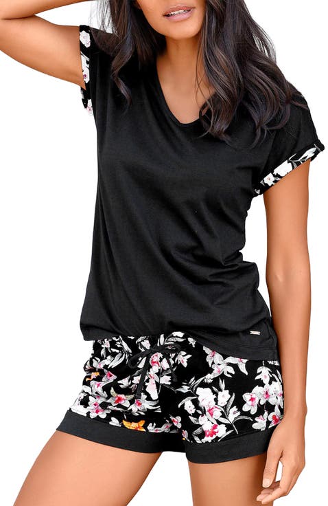 Women's Floral Pajama Shorts Set