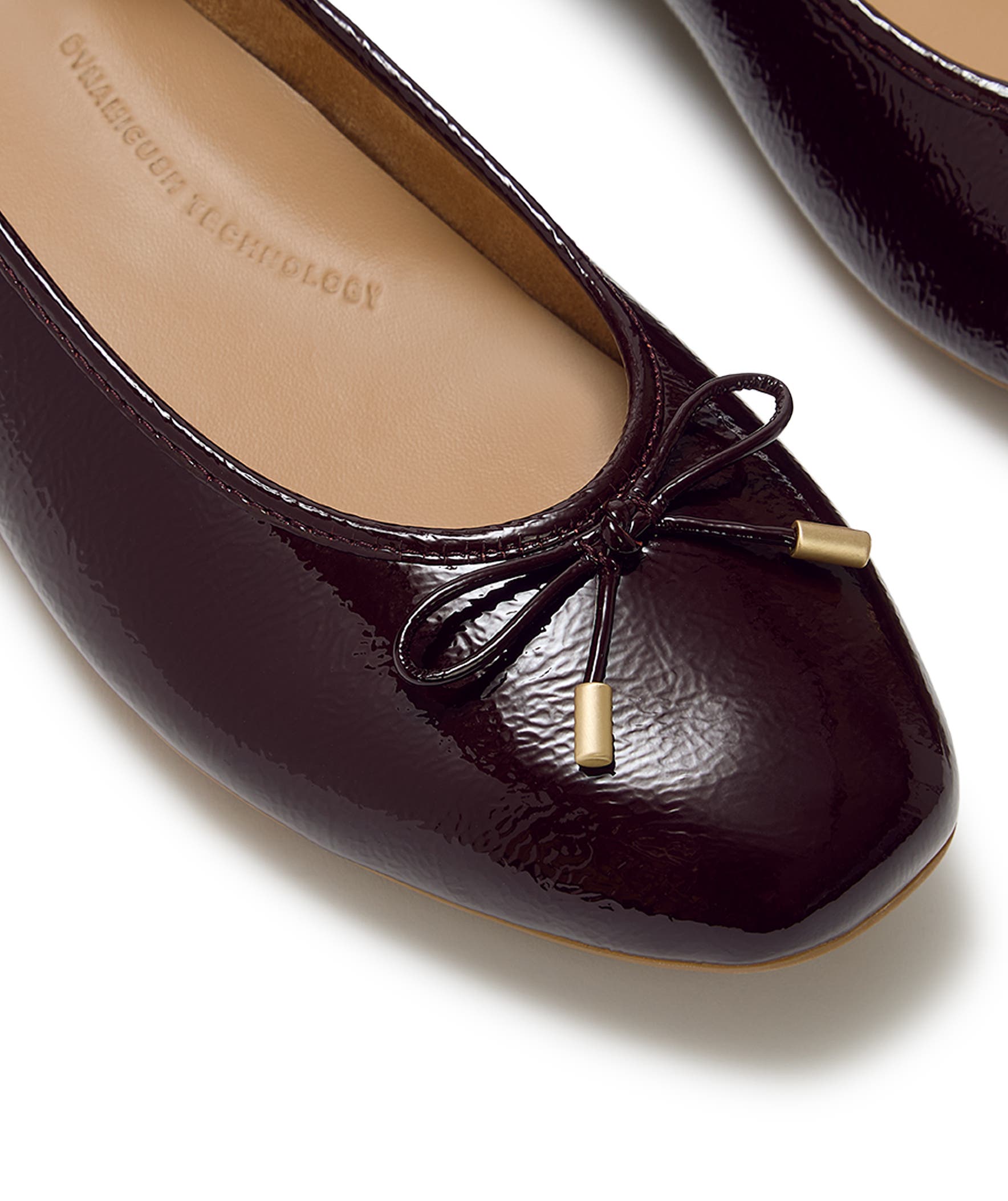 Delicato Bow Textured Patent Leather Ballet Flats, Alternate, color, Cherry