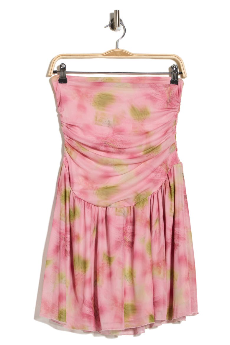 Ruched Strapless Minidress, Alternate, color, MAUVE MULTI