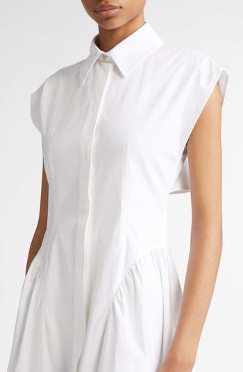 【送料&関税込】SportMax fabiana Dress Sleeveless cotton dress, optical white | Sportmax