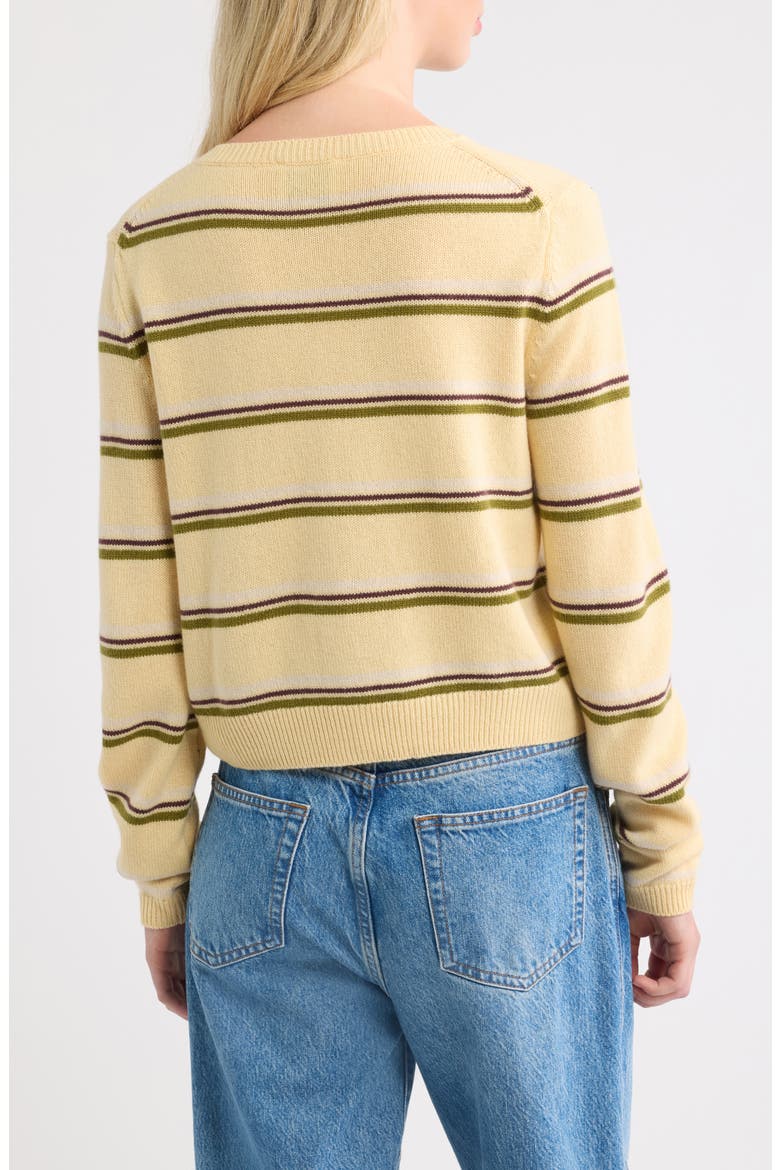 Clara Cashmere Crew Cardigan, Alternate, color, PARMESAN TRI-COLOR STRIPE