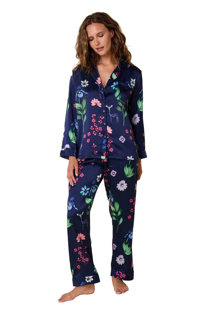 The Cat's Pajamas Silk Pajama Set, Main, color, Deerly