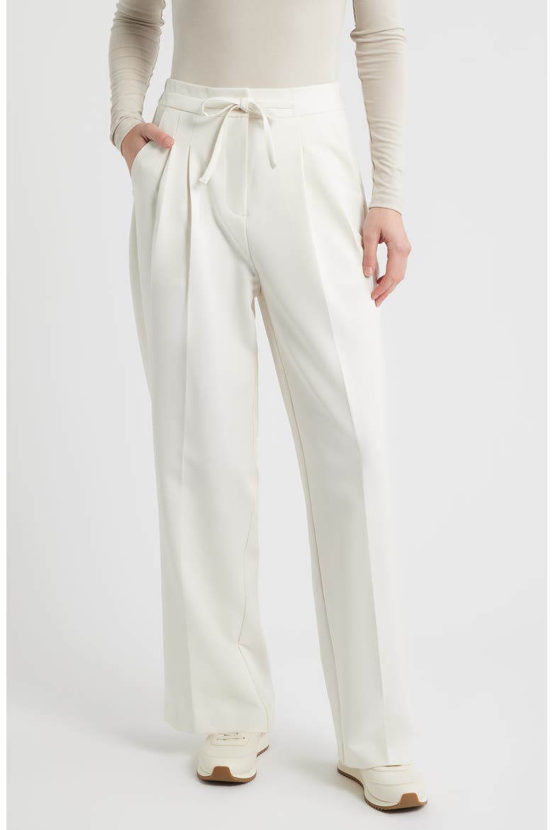 Pleated Drawstring Pants, Main, color, BRIGHT WHITE