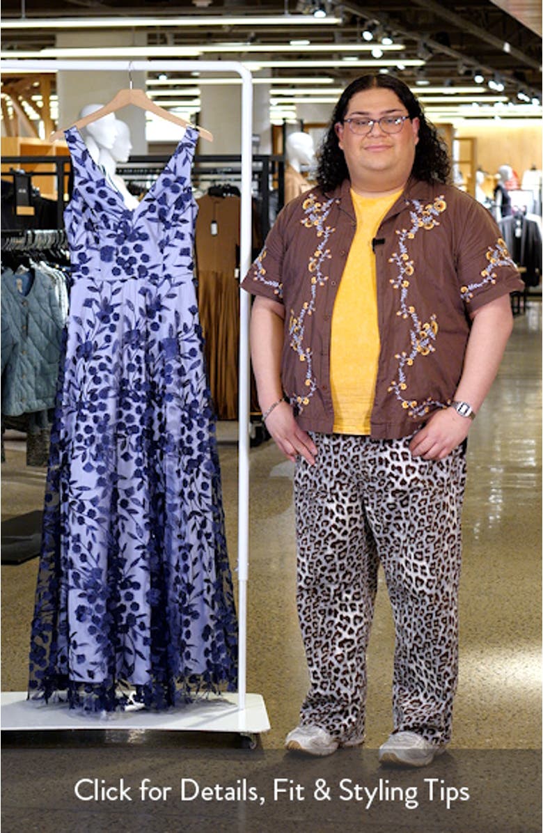 Embroidered Floral Illusion Lace A-Line Gown, sales video thumbnail