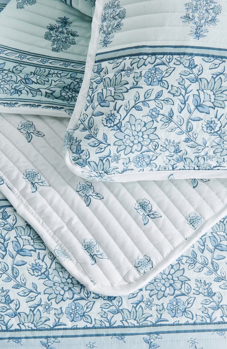 Woven & Weft Floral Print 3-Piece Quilt Set, Alternate, color, Vintage Floral Stripe - Blue