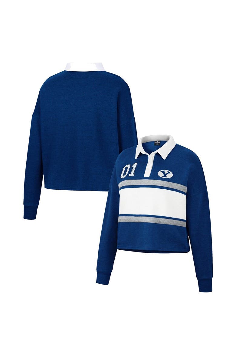 Women's Colosseum Navy BYU Cougars I Love My Job Rugby Long Sleeve Shirt, Main, color, Navy