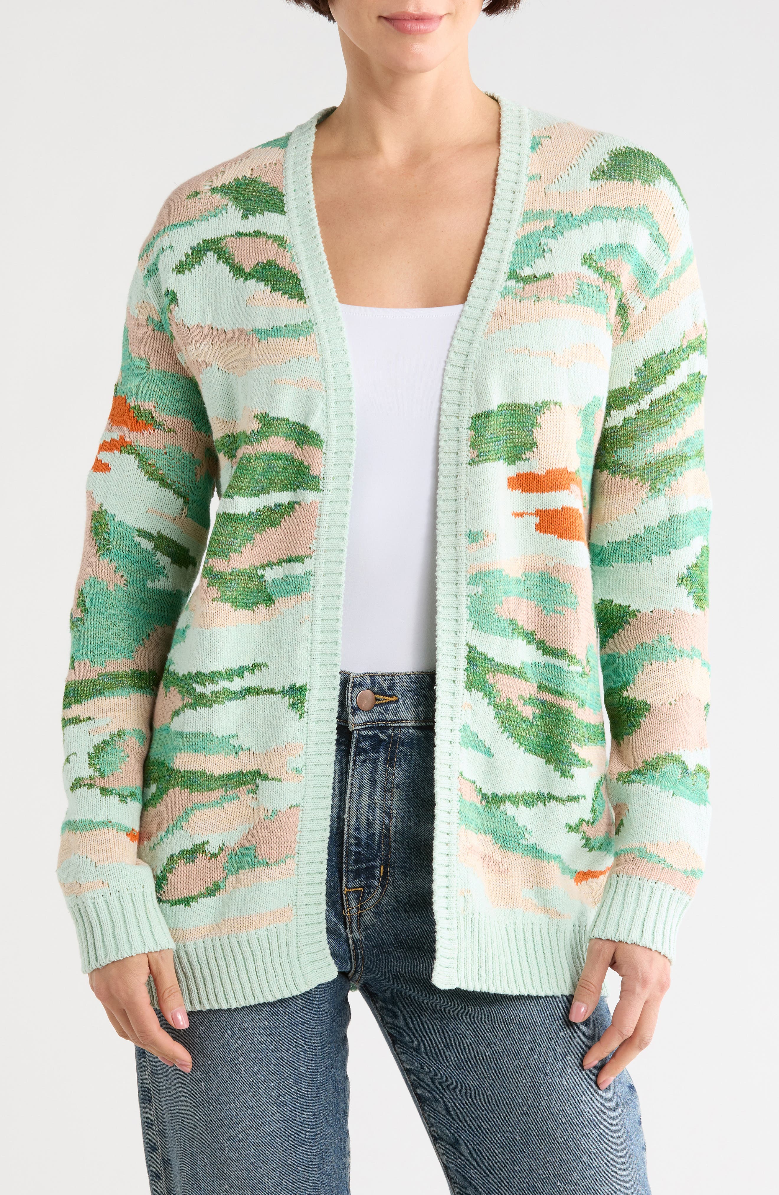 Longchamp Camo Silk Blend Cardigan