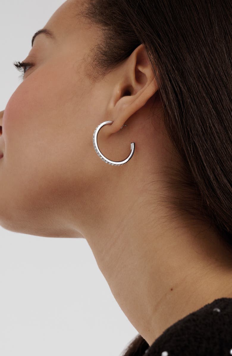 Ted Baker Clanci Medium Crystal Hoop Earrings, Alternate, color, Silver Tone / Clear Crystal