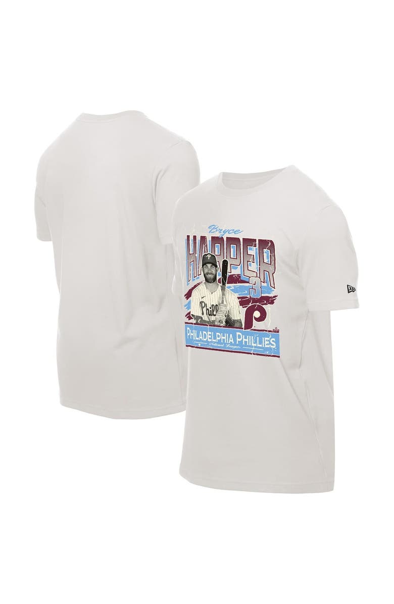New Era Men's New Era Bryce Harper Cream Philadelphia Phillies Batter Up T-Shirt, Alternate, color, Cream