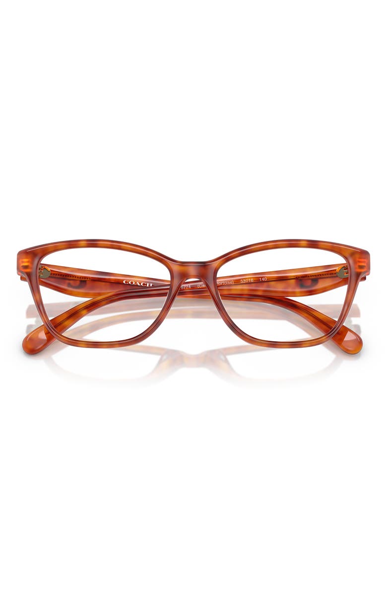 COACH 53mm Pillow Optical Glasses, Alternate, color, Caramel Tortoise / Demo Lens