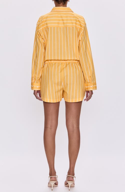 Pistola Amelie Cotton Poplin Romper In Papaya Stripe In Yellow