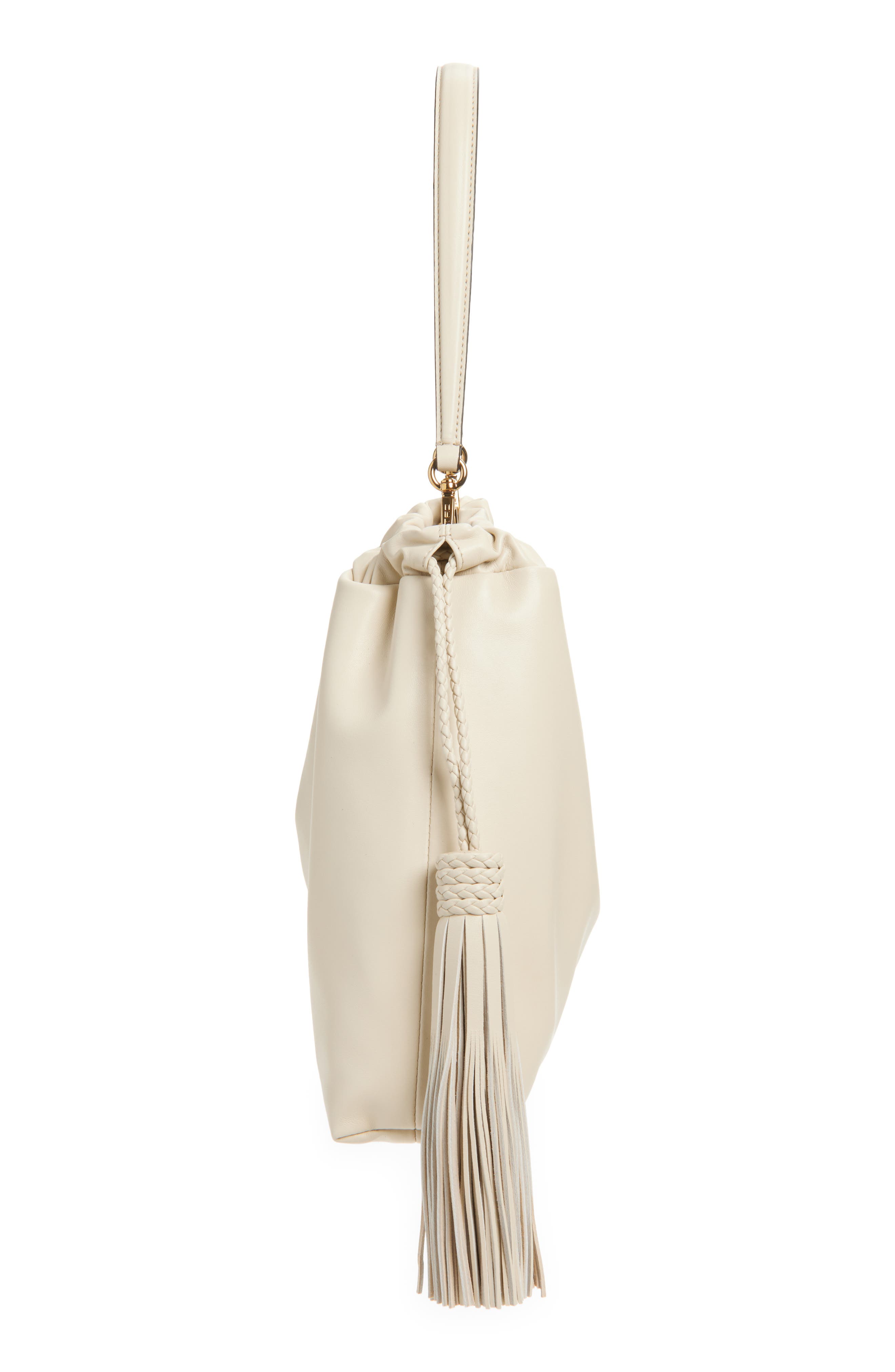 Medium Kalispera Tassel Leather Shoulder Bag, Alternate, color, HAZELNUT
