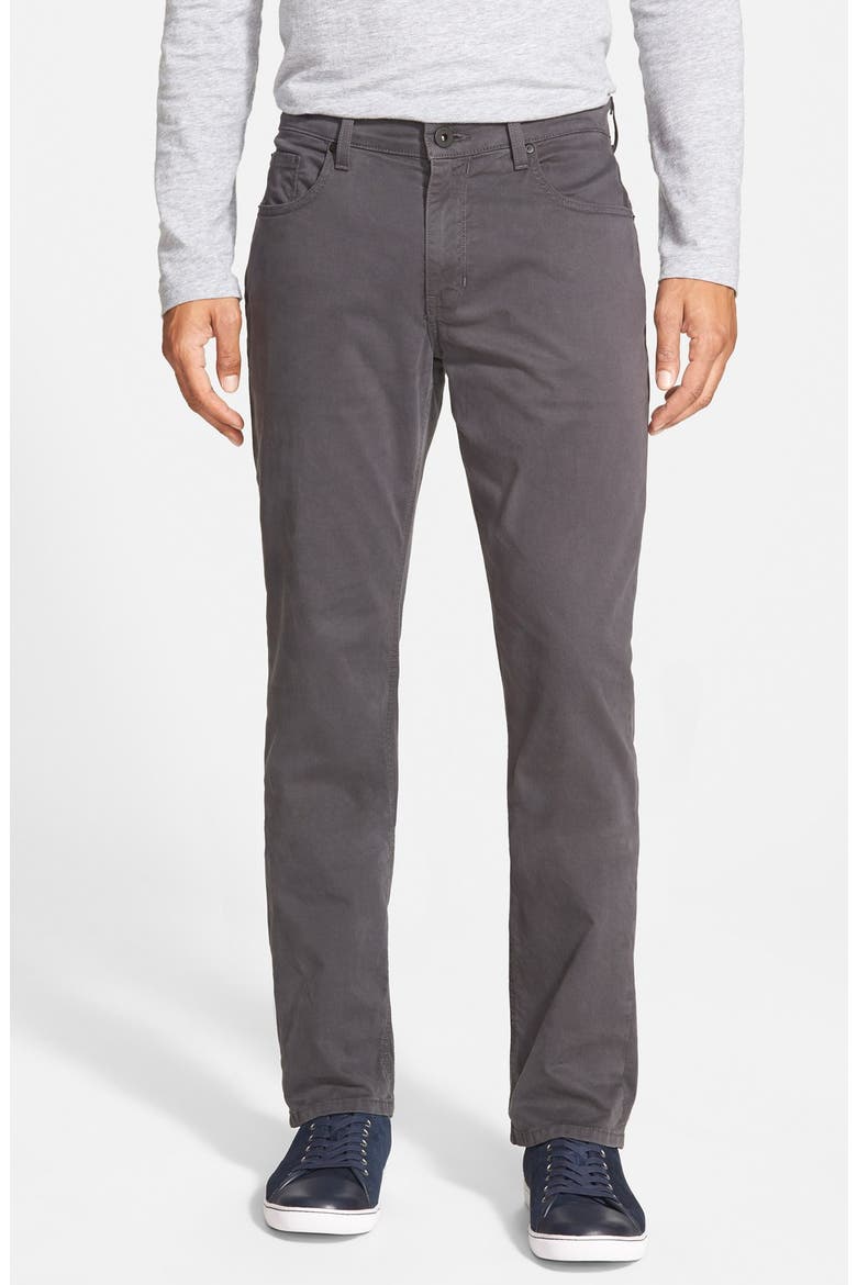 Normandie Slim Straight Leg Twill Pants, Main, color, SOOT DARK GREY