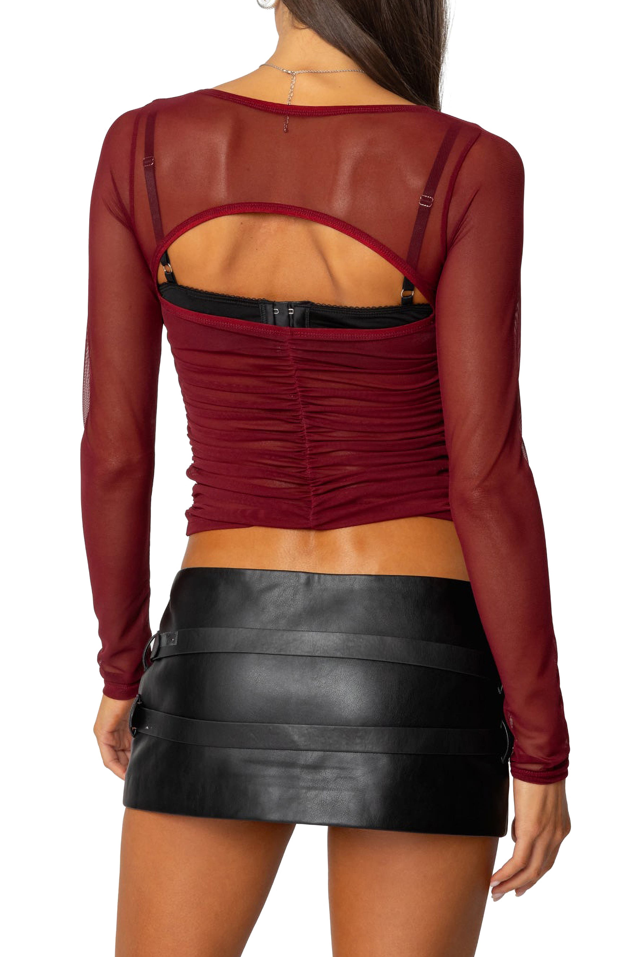 Tristina Semisheer Ruched Cutout Crop Top - image 2