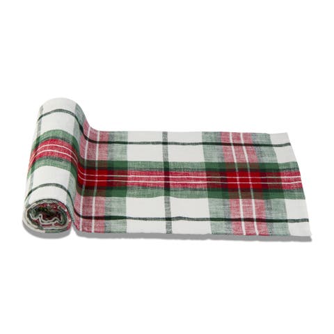 Christmas Red Green White Plaid Table Runner for Holidays