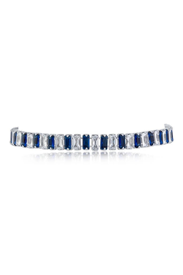 Baguette Crystal Tennis Bracelet (Nordstrom Exclusive), Main, color, BLUE/ SILVER