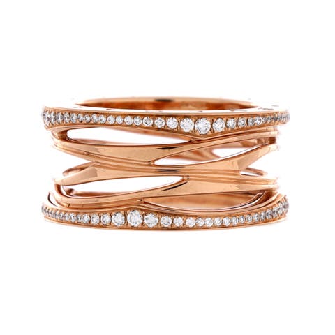 B.Zero1 Design Legend Zaha Hadid Four Band Ring 18K Rose Gold with Diamonds