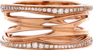 Pre-Owned Bvlgari B.Zero1 Design Legend Zaha Hadid Four Band Ring 18K Rose Gold with Diamonds