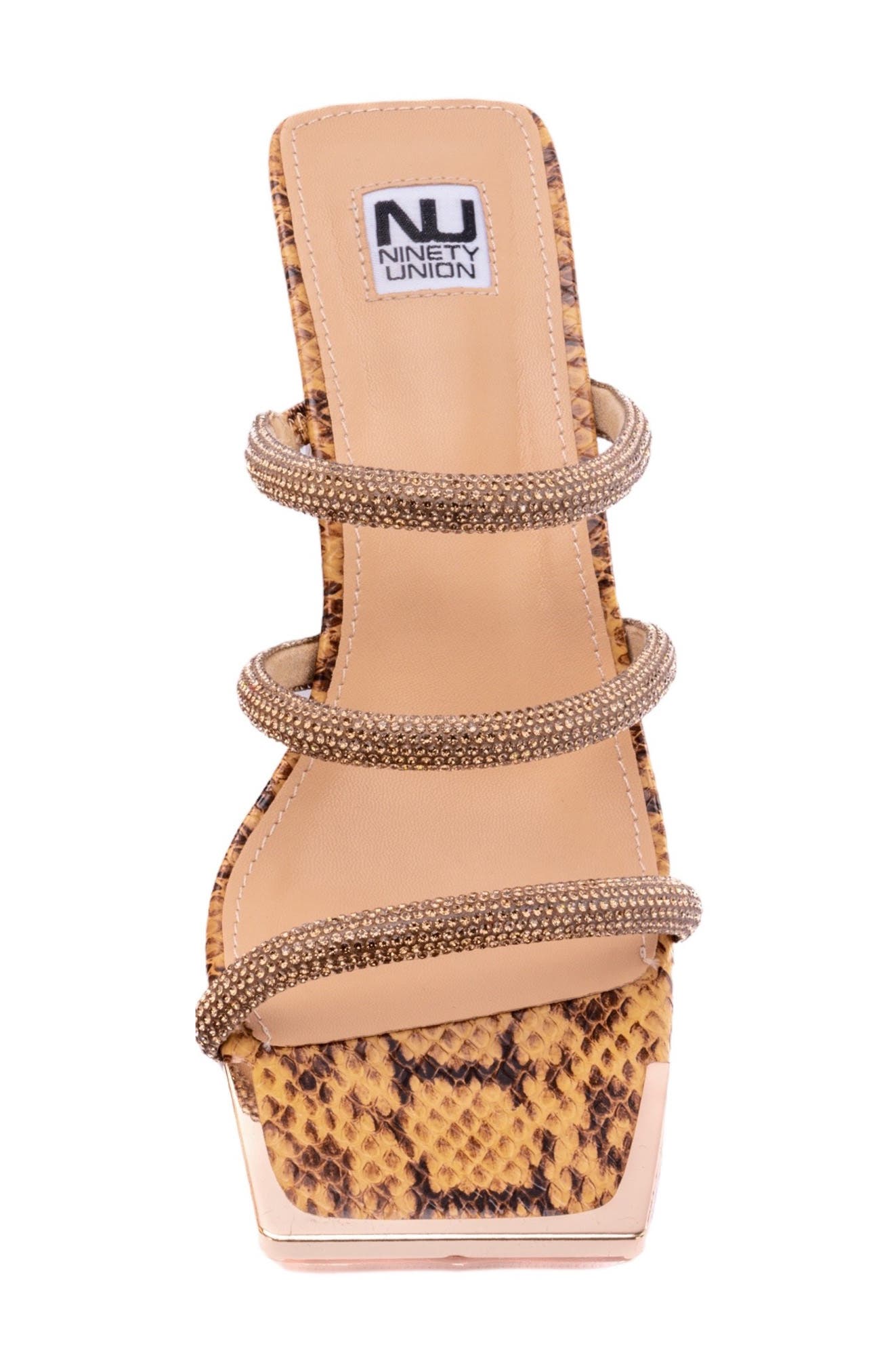 NINETY UNION Angel Snake Embossed Wedge Heel Sandal, Alternate, color, Camel