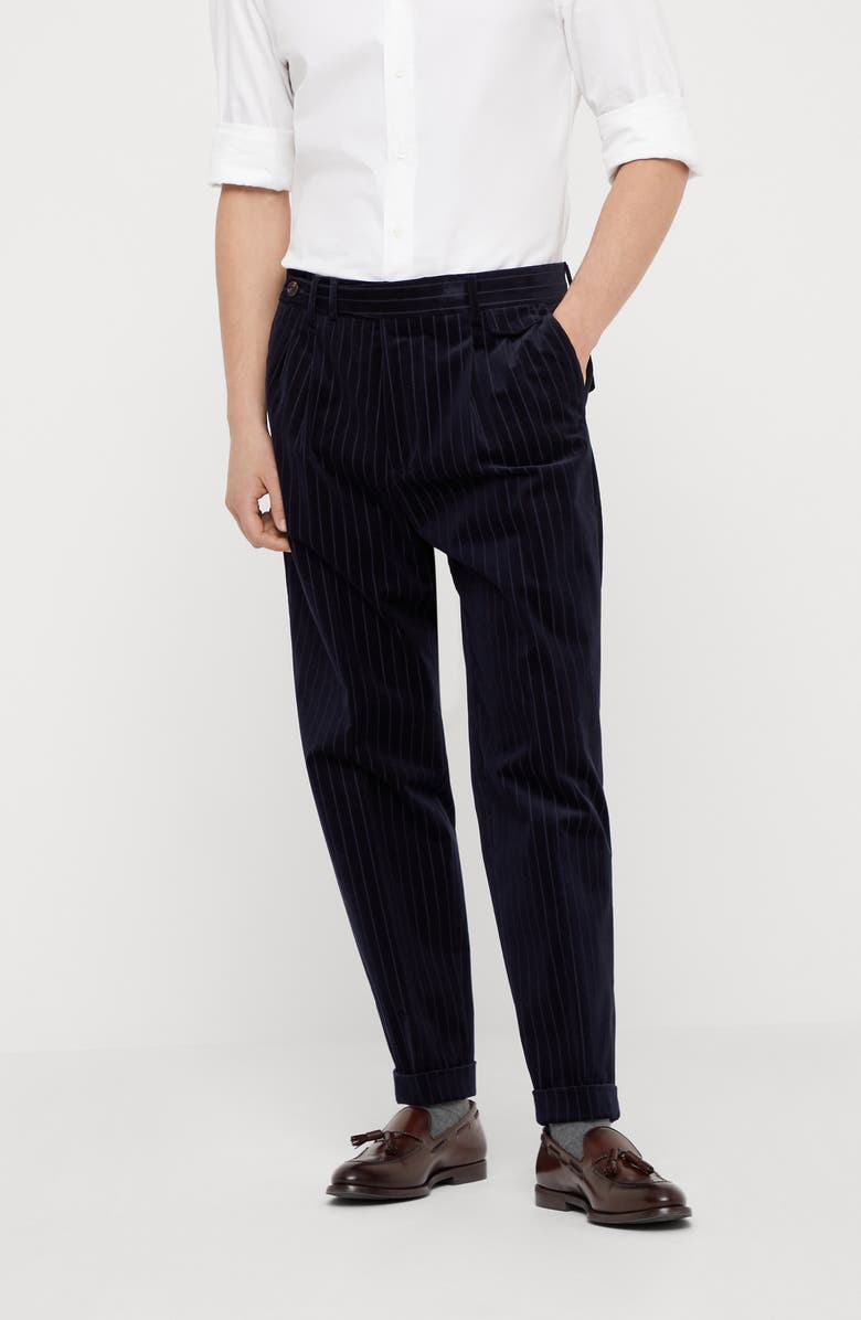Brunello Cucinelli Pinstripe velvet trousers, Alternate, color, 