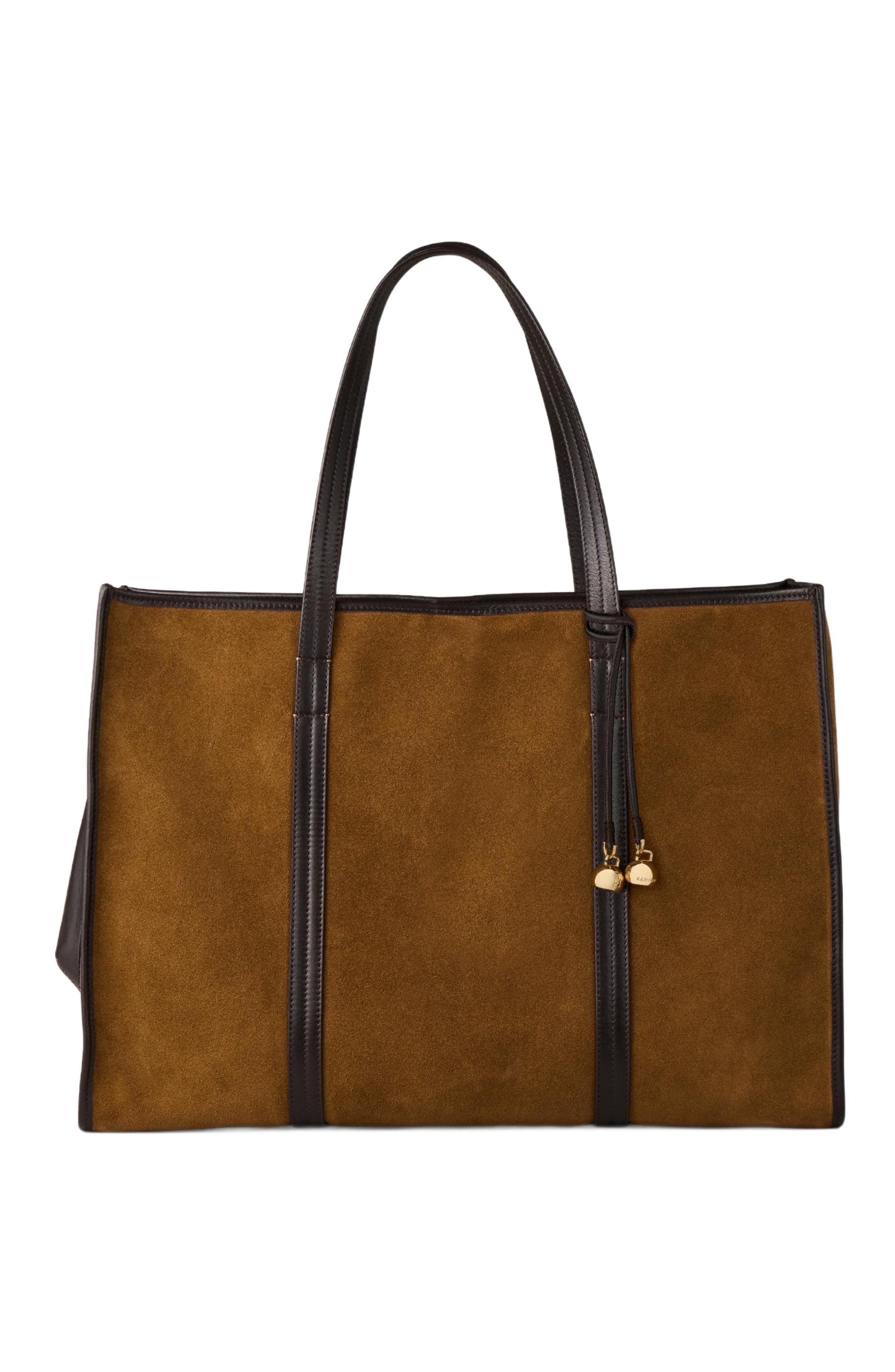 SANDRO Suede tote bag, Main, color, 