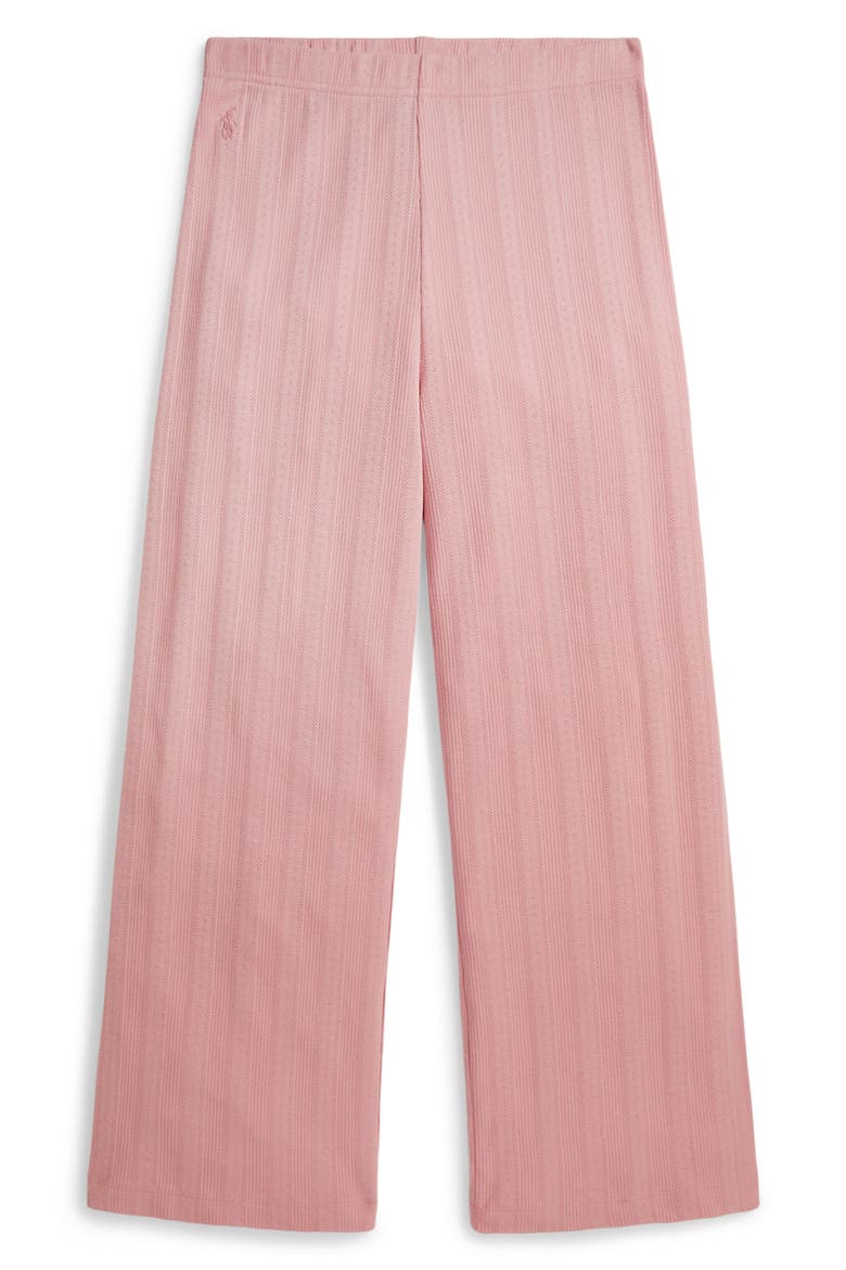 Kids' Pointelle Knit Cotton Wide Leg Pants, Main, color, ADIRONDACK ROSE