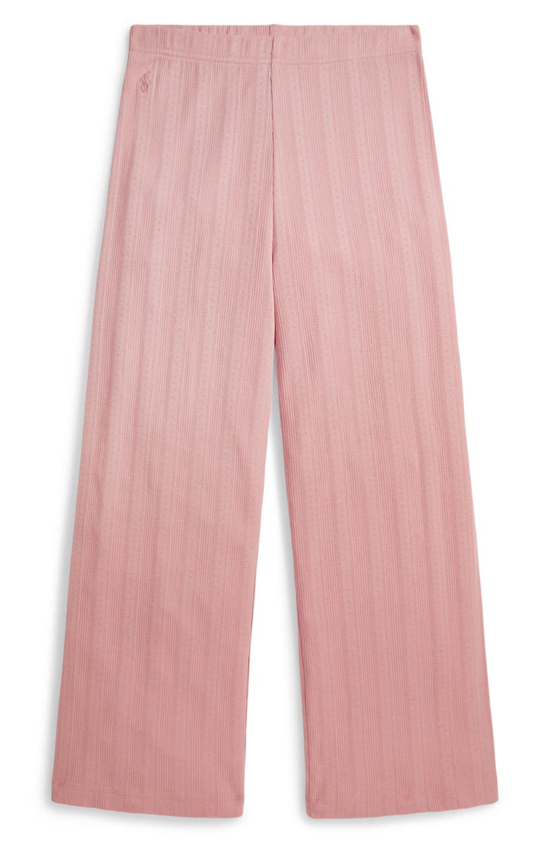 Polo Ralph Lauren Kids' Pointelle Knit Cotton Wide Leg Pants, Main, color, Adirondack Rose