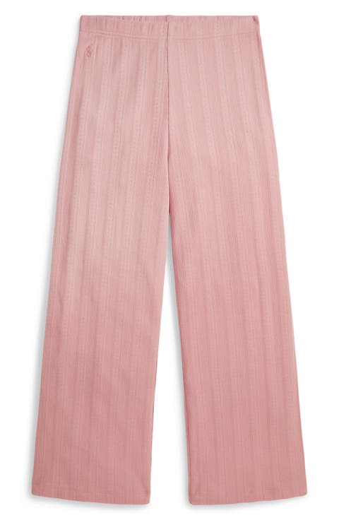 Kids' Pointelle Knit Cotton Wide Leg Pants (Big Kid)