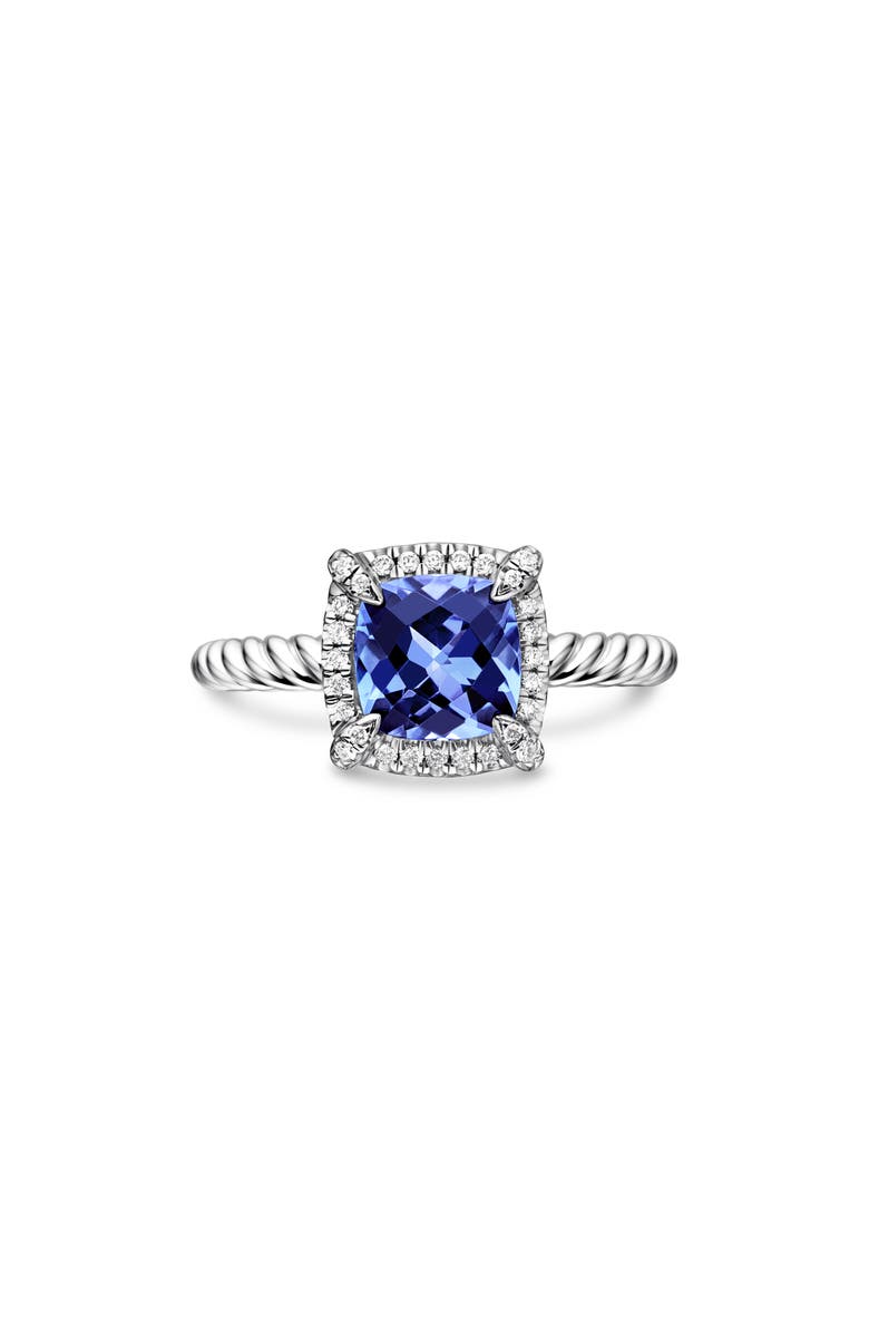 David Yurman Petite Chatelaine<sup>®</sup> Pavé Bezel Ring, Main, color, White Gold/ Tanzanite