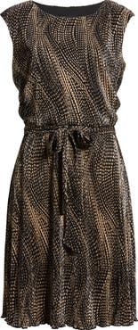 Connected Apparel Tie Waist Sleeveless Dress