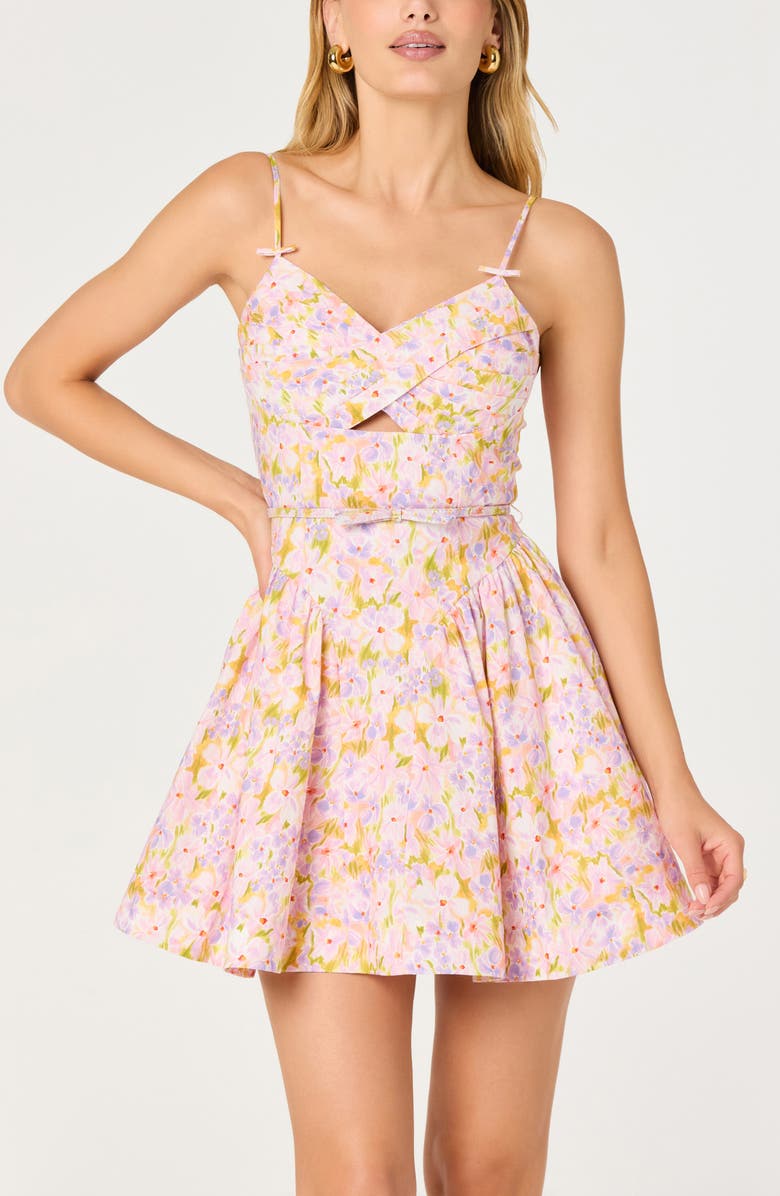 ASTR the Label Isha Floral Cutout Minidress, Alternate, color, Pink Lilac Floral